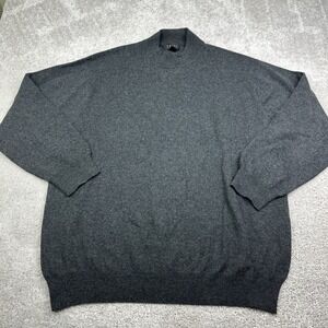 Forte Sweater Men's Size‎ XXL 100% Cashmere Gray Mock Neck Pullover